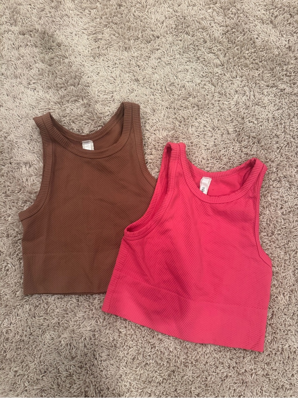 Nikibiki Ribbed Tank Top - Pink and Brown - Picture 1 of 3